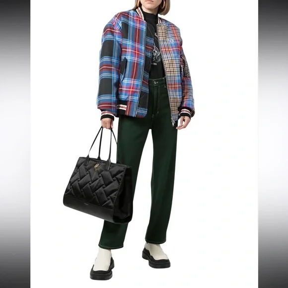 KURT GEIGER LONDON Black Quilted Recycled Shopper Bag Brass Eagle NWT - Picture 10 of 14